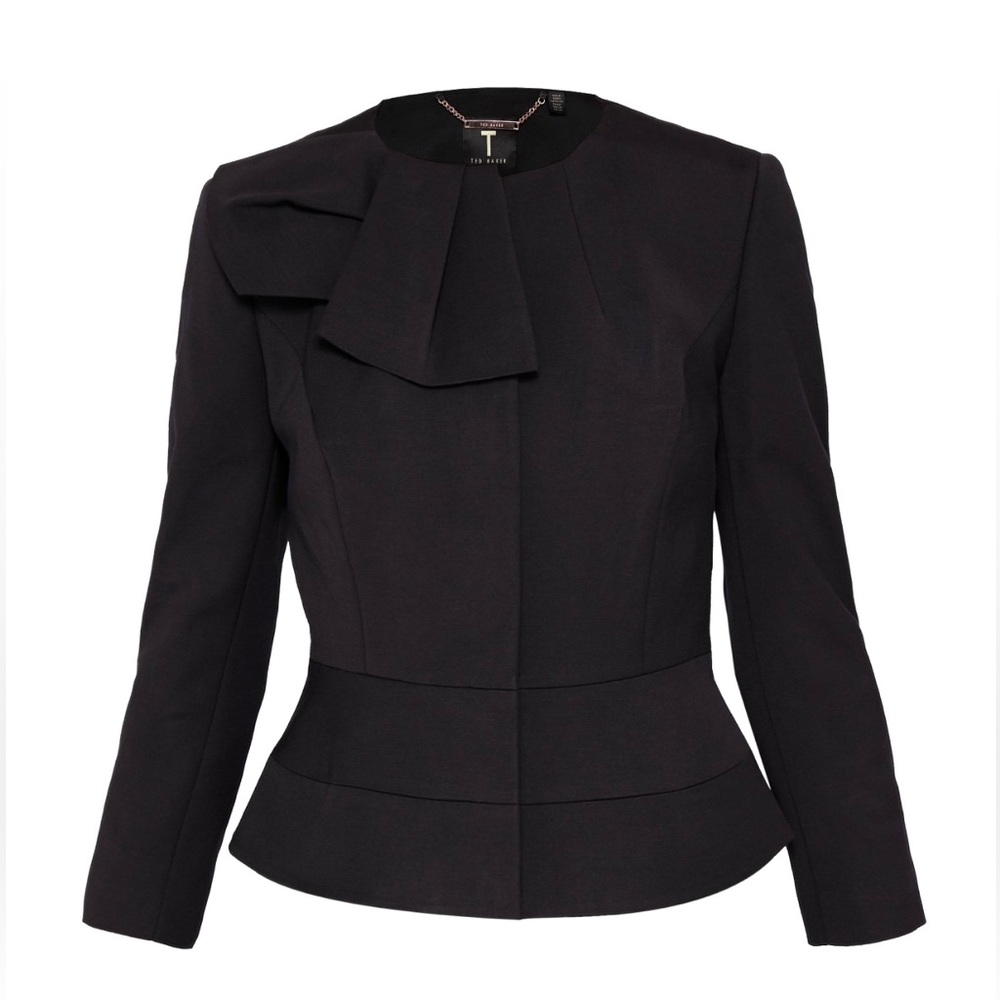 Ted Baker RAYAL Peplum Bow Neck Jacket Size 4 NWOT